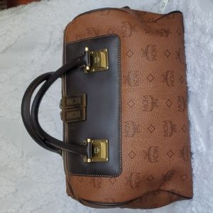 ××SOLD××Authentic MCM Visetos Boston brown hand bag